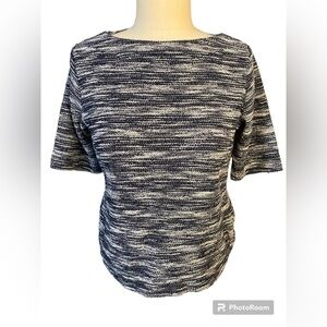 The Limited Boat Neck White and Blue Side Zipper blouse